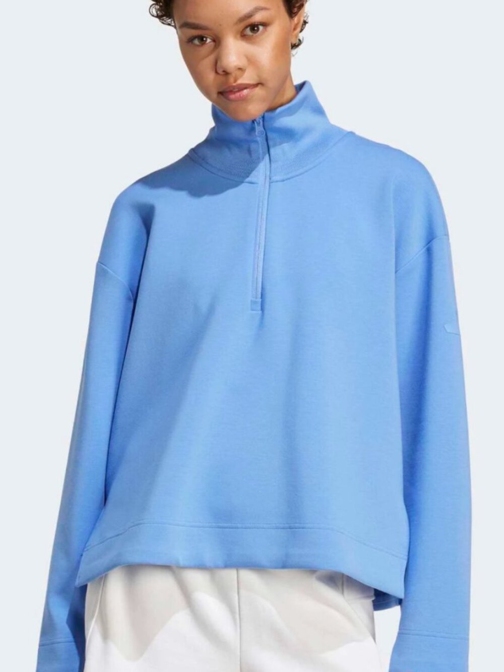 ADIDAS SOFT LUX QUARTER-ZIP PULLOVER MOCK-NECK (BLUE FUSION) WOMEN'S LARGE NWT